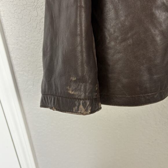 Vintage 90s Y2K Mens XL Genuine Leather Chore Coat Barn Jacket Brown - Picture 5 of 6